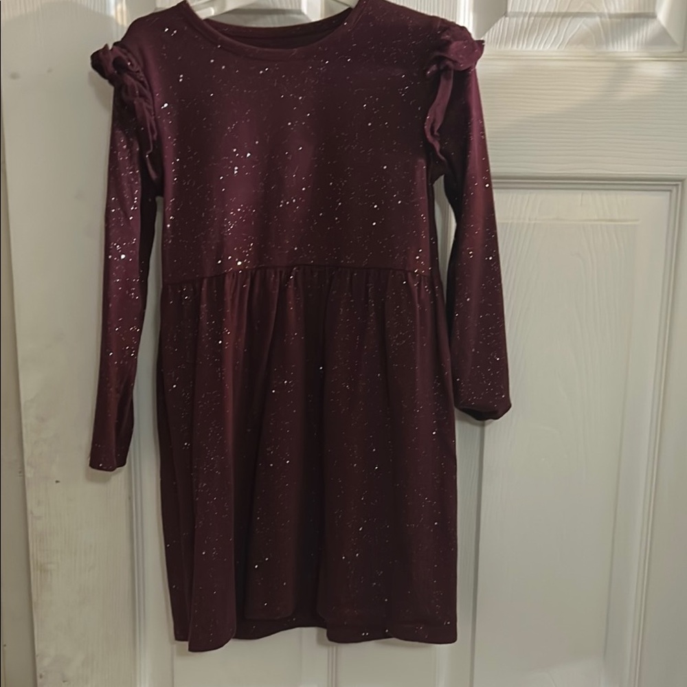 Okie Dokie Red Sequin Ruffled Puff Sleeve Dress